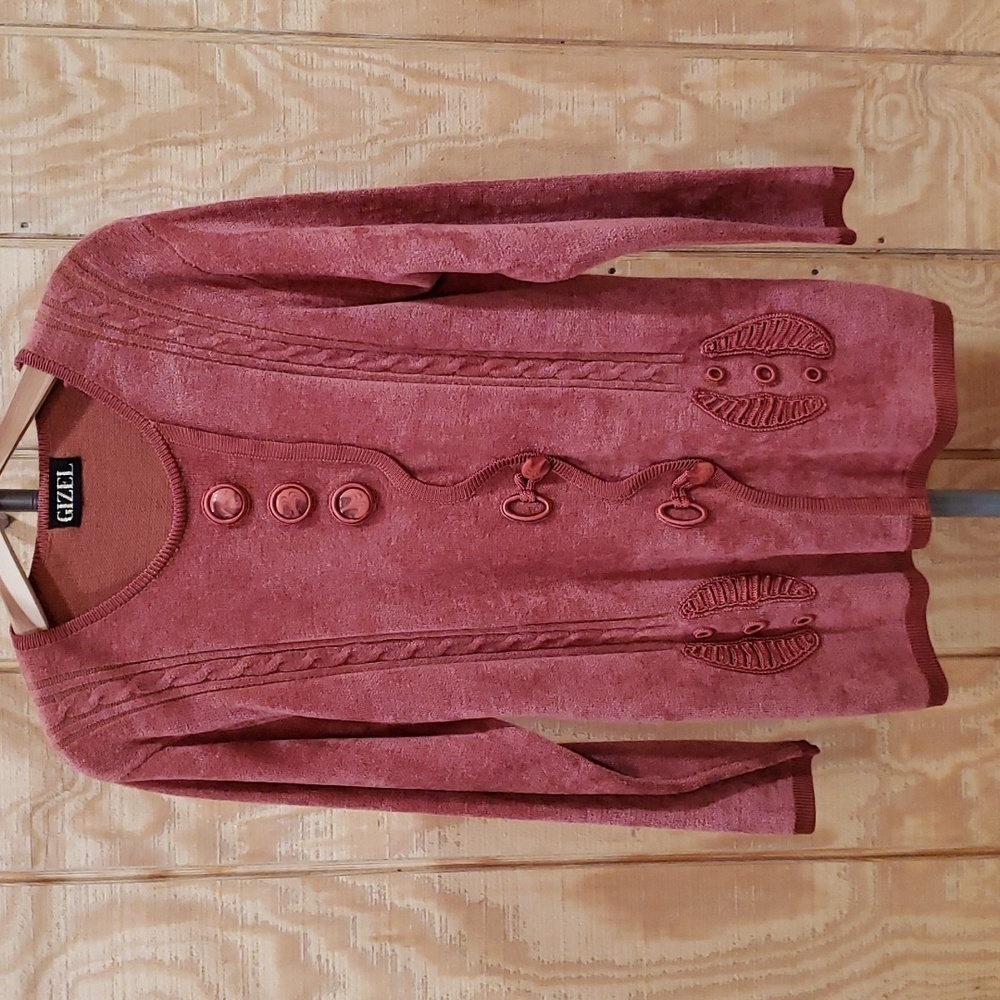 Gizel Dusty Pink Embroidered Tunic Sweater Size OS